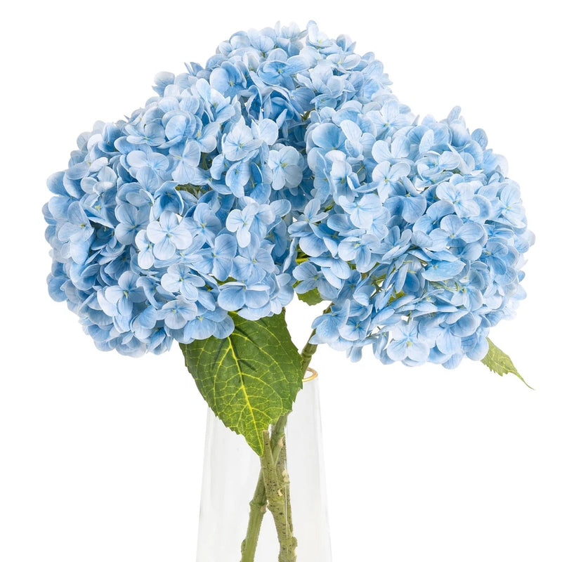3 Pcs Light Blue Hydrangea Artificial Flowers,21 inches Latex Real Touch Faux... Hydrangea