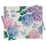 Spring Summer Hydrangea Placemats Set of 4, Pink Blue Purple Flower Butterfly Hydrangea