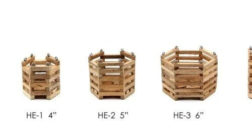 5" hexagon hanging wooden orchid basket Orchids