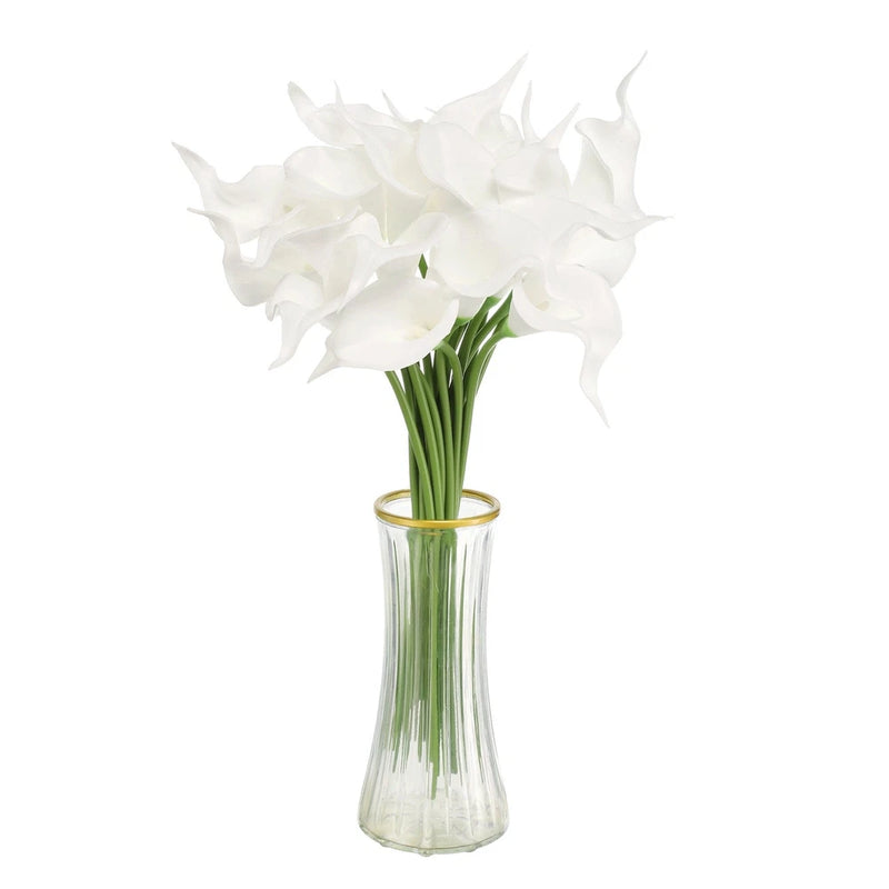 20pcs Artificial Calla Lily Fake Silk Flowers for Home Decor, White Lily