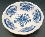 Blue Carnation Ironstone Cereal Bowl Floral Blue White Crazed Carnation