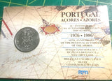 elf Azores Portugal 100 Escudos 1986 Hydrangea Flower  Silver in Card of Issue Hydrangea