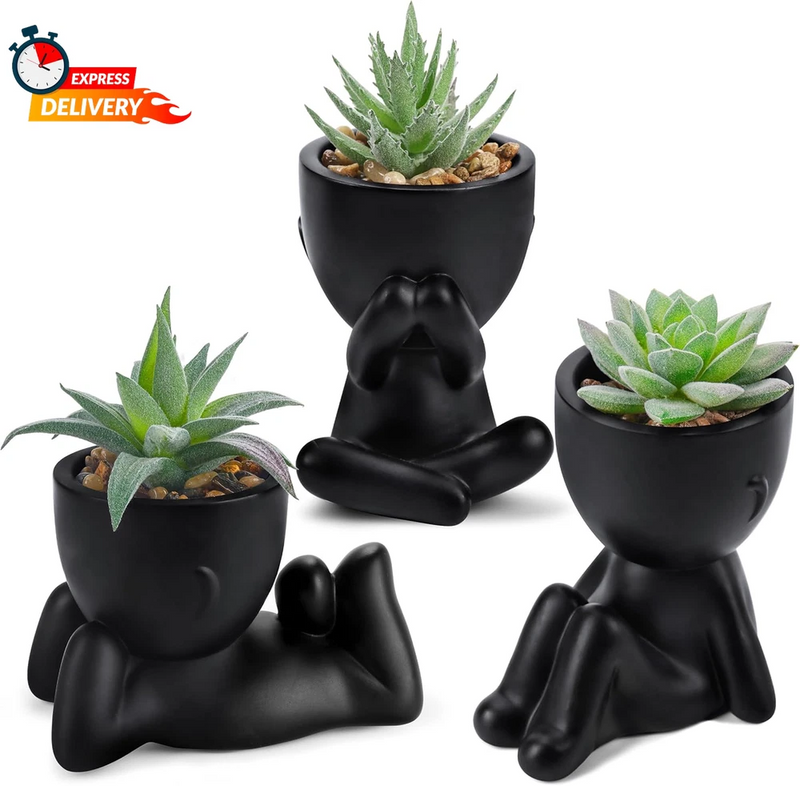 Der Rose 3Pcs Fake Succulents Plants Artificial for Black Bathroom Bedroom Green Plant