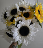 Fake Flower Sunflowers White And Yellow Sunflower