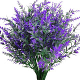 8Pcs Artificial Lavender Flowers UV Resistant Fake Plants Outdoor Garden Decor Flowering Plants