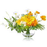 Artificial Silk Flowers in Glass Vase for Dining Table Decor, Tropical Orange... Hydrangea