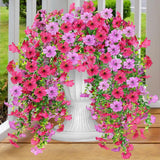 Artificial Fake Hanging Flowers Plants for Outdoor Outside 2PCS Hot pink-Magenta Daisies