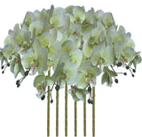 Fagushome 32 Inch Artificial Phalaenopsis Flowers 6 Pcs Artificial Orchid Flower Green Plant