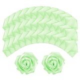 100pcs Eternal Roses Petals, Premade Satin Ribbon Flowers, Light Green Bouquet