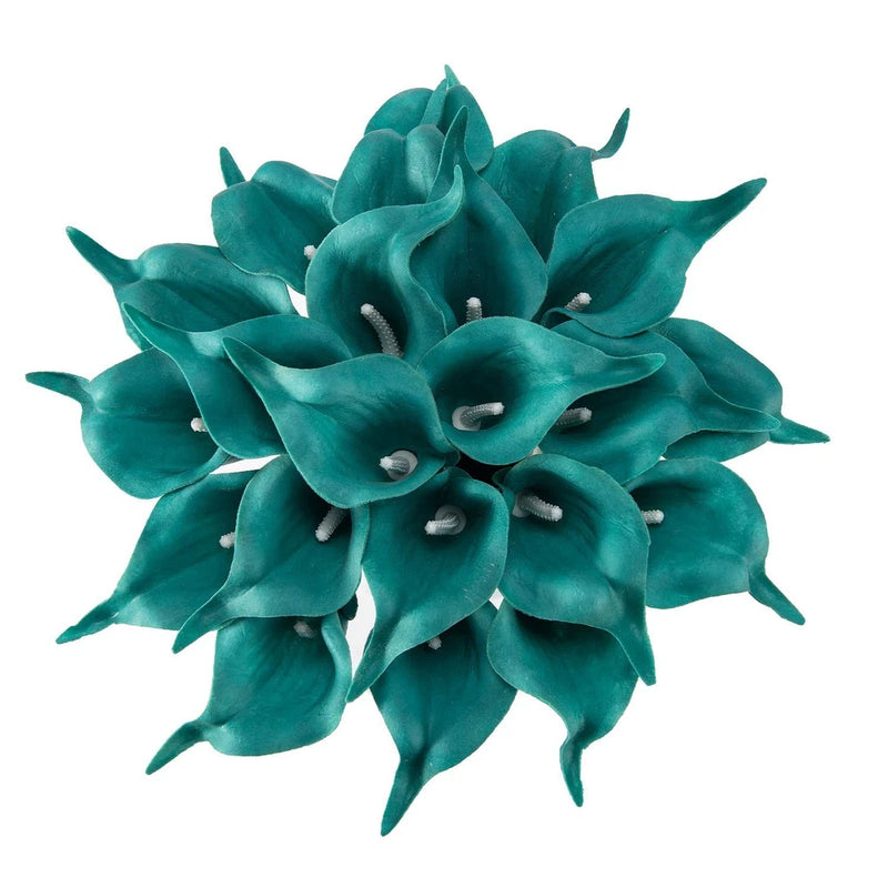 22pcs 13.4 Inch Peacock Blue Lataex Real Touch Artificial Calla Lily Flowers,... Lily