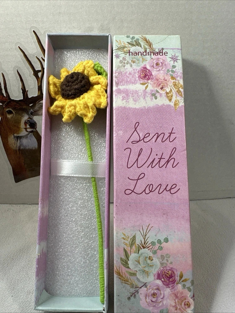 Handmade Crochet Single Sunflower use as a bookmark or Decoration  FREE SHIPPING Sunflower