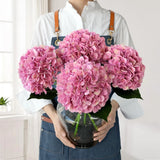 4pcs Pink Silk Hydrangea Fake Flowers,22" Artificial Flowers Bouquets Silk Fa... Hydrangea
