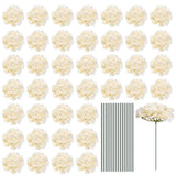 Silk Artificial Hydrangea Flowers,Beige Artificial Flowers Heads w Stems,30 Set Hydrangea