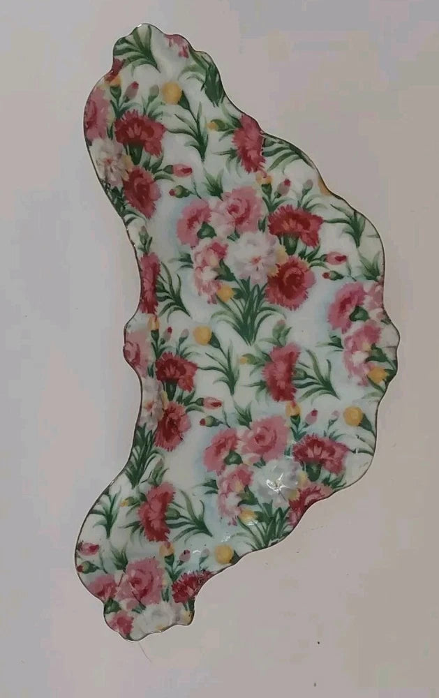 Vintage Royal Crown Avon Chintz Carnations Bone China Dish Numbered 55/1209 Carnation