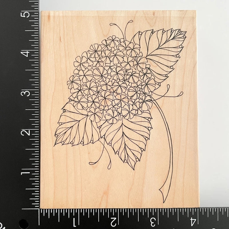 Impression Obsession Hydrangea Flower L2154 Wood Mounted Rubber Stamp Hydrangea