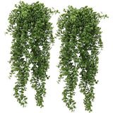 2 Pcs Artificial Hanging Plants with Green Eucalyptus Leaves for Home Aesthetic Green Plant