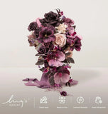 Ling's Moment Purple Bridal Bouquet Cascading, Plum Wedding Bouquets for Bride Hydrangea