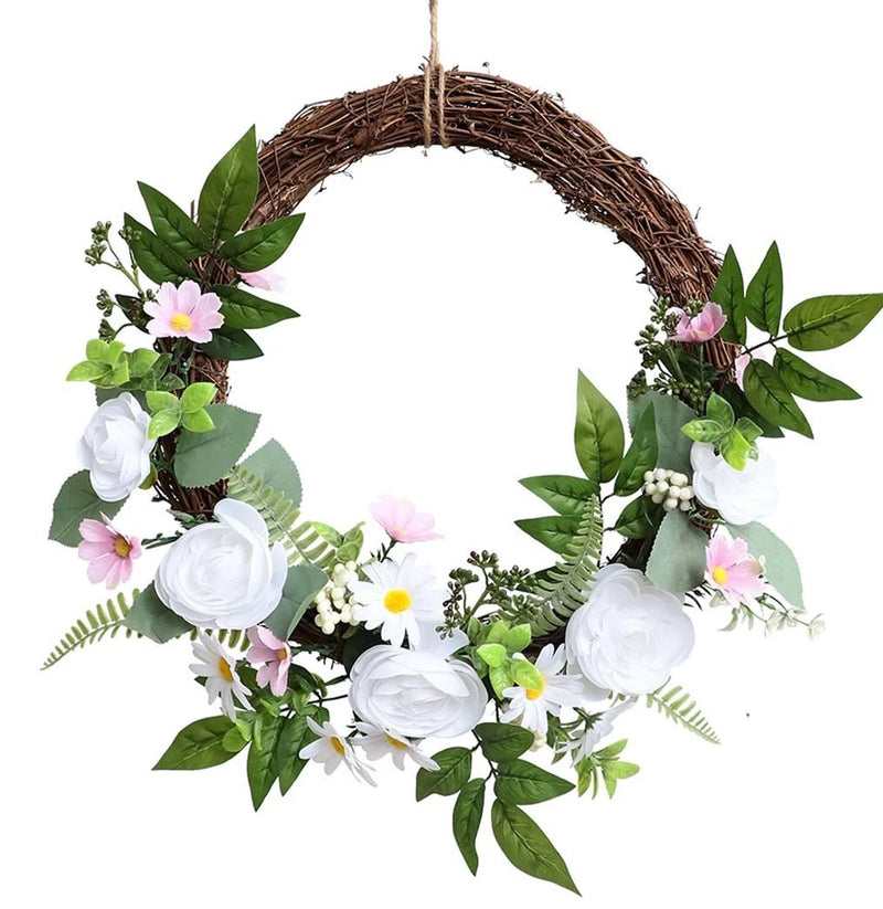 20" Faux Rose Hydrangea Flower Wreath for outdoor indoor use Hydrangea