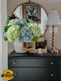 YalzoneMet Light Green Hydrangea Artificial Flowers 3 Pcs 21" Latex Hydrangea