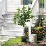 HOMCOM Potted Fake Plant with 345 PEVA Leaves, Lifelike Laurel Tree, Green Green Plant