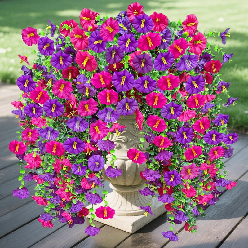 4PCS Artificial Fake Hanging Flowers Plants for Outdoor Spring Decor, UV Resi... Flowering Plants