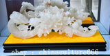 27" Old Dynasty Natural White Xiu Jade Carved Peony Flower Ruyi Statue Peony