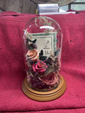 Vintage Dried Red Roses Flower Arrangement Preserved in 7.5'' Glass Dome Dried Flower
