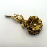 Vintage Boucher Carnation Brooch Faux Pearl Gold Tone Flower Pin Carnation