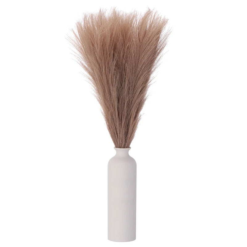 10 Pcs Faux Pampas Grass, 18 Inch Fluffy Pampas Grass Decor, Brown Pampas Grass