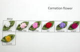 Ribbon Carnations Looped Flowers 1 3/8" x 5/8" (35mm x 16mm) with Leaf  Colors Carnation