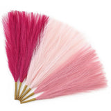 Faux Pampas Grass, 6 Stems Pink Artificial Grass, Table Centerpiece Decor Pampas Grass