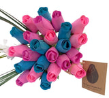 3 Color Spring Wooden Rose Flower Bouquet. The Original Wooden Rose 1, 2, 3 Doz Green Plant