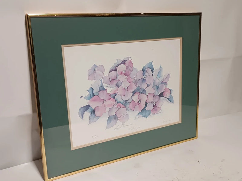 Lyn Snow Hydrangea Print, Number 662 of 1500, 21" x 17", Framed and Signed Hydrangea