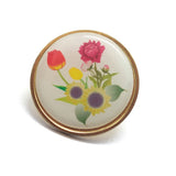 Vintage Colorful Mixed Flowers Bouquet Lapel Pin Sunflowers Tulip Rose Sunflower