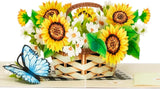 Sunflower Pop up Card, Butterfly, Flower Basket, 3D Greeting Card, Gifts for Bir Sunflower