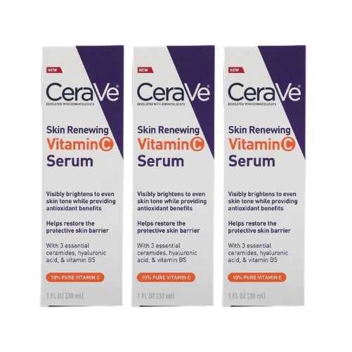 3-Pack CeraVe Skin Renewing Vitamin C Serum 1 FL Oz/30ml with Hyaluronic Acid Bouquet