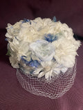 Vintage Antique Floral White And Blue Carnation Millinery 1950Õs HAT by Delma Carnation