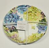 Set/4- Shabby Chic Blue Butterfly Hydrangea Melamine Dinner Plate Set 11" NEW! Hydrangea