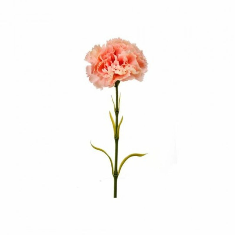 Artificial cream and pink carnation flower with green stem
