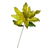 Oversized 44" Light Green Glittered Velvet Poinsettia Stem Green Plant