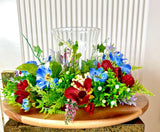 Everyday Summer Tabletop Decor, Spring Candle Wreath WildFlower Candle Ring Ranunculus