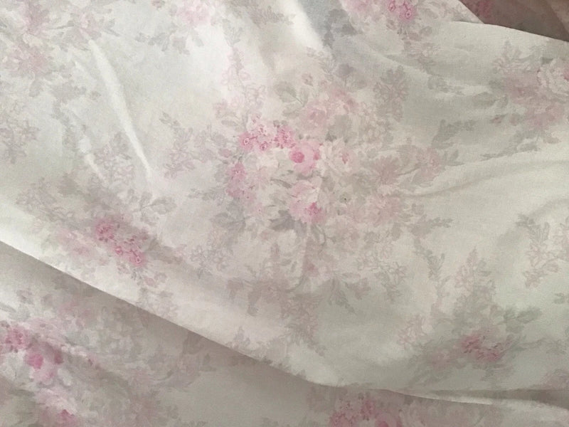 Rachel Ashwell Shabby Chic Couture Floral Ikat Pink White Cotton by the yard New Flowering Plants