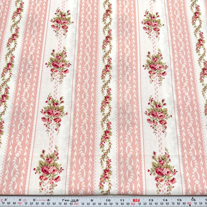 Hannah Bella by Robyn Pandolph for SSI Striped Cotton Fabric by the HALF YARD Flowering Plants