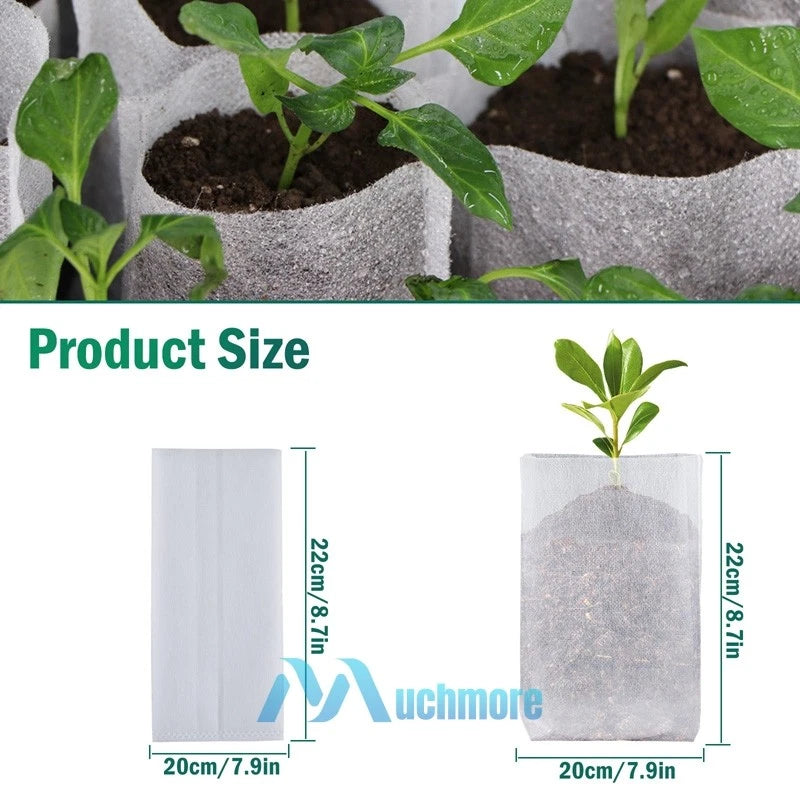 100~500X Plant Grow Bags Biodegradable Non-woven Fabric Nursery Bag Seedling Pot Green Plant