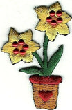 2" Yellow Lily Flower in Pot Embroidery Patch Lily