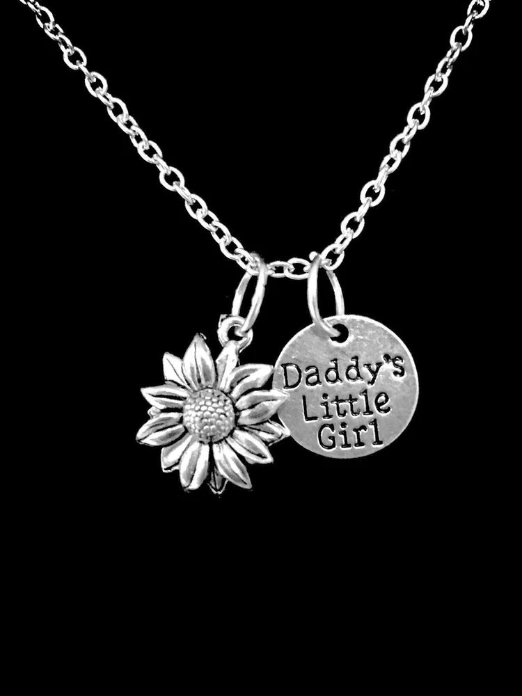 Daisy Sunflower Necklace Daddy's Little Girl Flower Nature Christmas Jewelry Sunflower