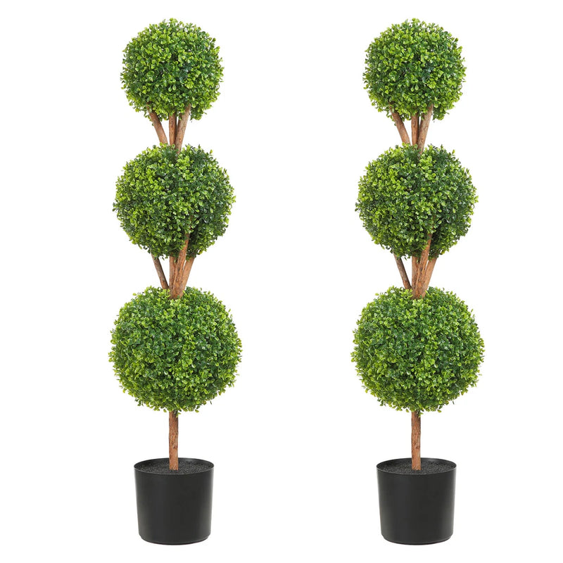 2 Pack 4' Artificial Topiary Tree Faux Plant w/ Replaceable Leaves Home Decor Green Plant