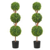 2 Pack 4' Artificial Topiary Tree Faux Plant w/ Replaceable Leaves Home Decor Green Plant