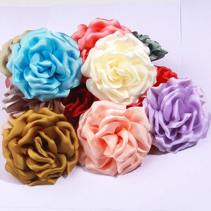 9cm Handmade Artificial Satin Peony Flower for Hairpin Clip Apparel Headwear DIY Peony