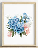 Floral Art Print, Hydrangea Floral Wall Art Print, Botanical Wall Art Decor #514 Hydrangea